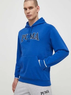 Puma bluza SQUAD męska kolor niebieski z kapturem z nadrukiem 678969