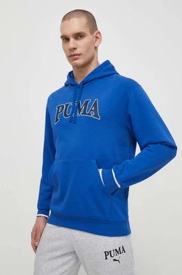 Puma bluza SQUAD męska kolor niebieski z kapturem z nadrukiem 678969