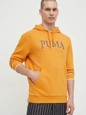 Puma bluza SQUAD męska kolor żółty z kapturem z nadrukiem 678969