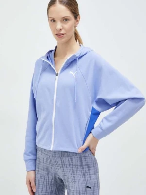 Puma bluza treningowa Modern Sports kolor fioletowy z kapturem wzorzysta