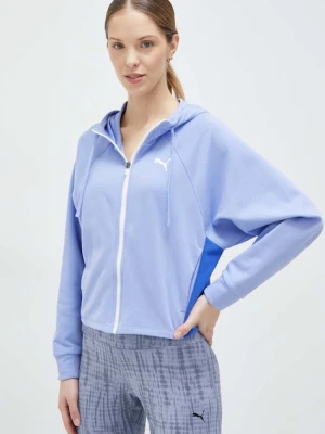 Puma bluza treningowa Modern Sports kolor niebieski z kapturem wzorzysta