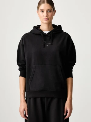 Puma bluza z kapturem damska z bawełną Essentials czarny