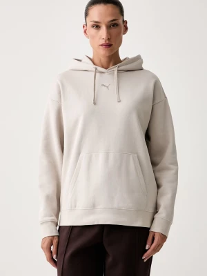Puma bluza z kapturem damska z bawełną Essentials Relaxed beżowy
