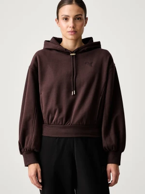 Puma bluza z kapturem damska z bawełną HER brązowy