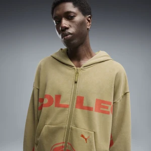 PUMA Bluza z kapturem unisex z zamkiem i grafiką, Akcesoria, Brązowy