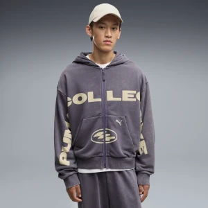 PUMA Bluza z kapturem unisex z zamkiem i grafiką, Akcesoria, Szary