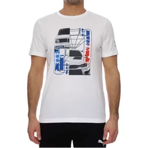 Puma BMW Motorsport Graphic Tee 531194-02, Męskie, Białe, t-shirty, bawełna, rozmiar: S