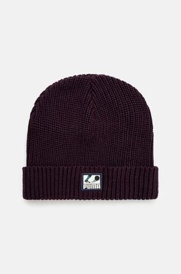 Puma czapka bawełniana Classics Graphic Short Beanie kolor fioletowy bawełniana 025680