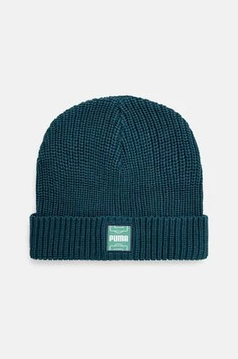 Puma czapka bawełniana Classics Graphic Short Beanie kolor zielony bawełniana 025680