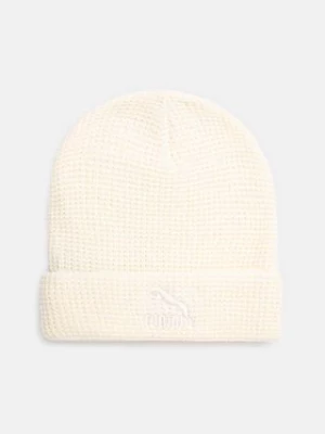 Puma czapka Classics Mid Fit Beanie kolor beżowy z grubej dzianiny 025677