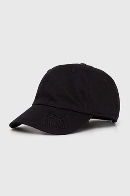 Puma czapka z daszkiem bawełniana kolor czarny gładka 024380