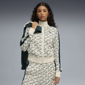 PUMA Damska bluza dresowa T7 z nadrukiem na całej powierzchni, Odzież, Biały,