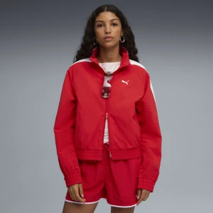PUMA Damska bluza dresowa z tkaniny T7 o luźnym kroju, Odzież, Czerwony,