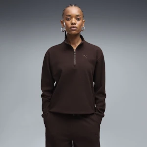 PUMA Damska bluza Essentials Elevated Standard z krótkim zamkiem, Odzież, Brązowy