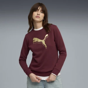 PUMA Damska bluza Essentials z okrągłym dekoltem i metalicznym wykończeniem, Odzież, Czerwony,
