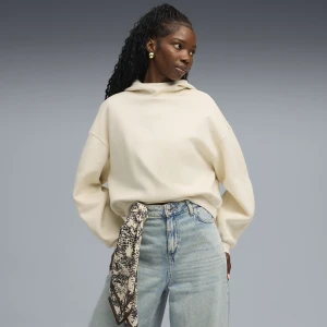 PUMA Damska bluza oversize z kapturem Wardrobe Essentials, Odzież, Biały,