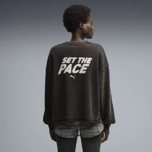 PUMA Damska bluza Run Culture Collective o kroju oversize z grafiką, Odzież, Czarny