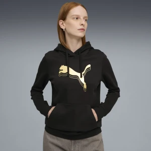 PUMA Damska bluza z kapturem ESS Metaliczny, Odzież, Czarny,