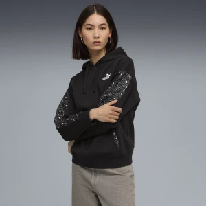 PUMA Damska bluza z kapturem Essentials ze zwierzęcym nadrukiem, Odzież, Czarny,