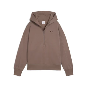 PUMA Damska bluza z kapturem i zamkiem 1/4, Odzież, Brązowy,