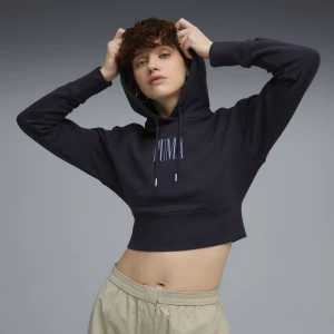 PUMA Damska bluza z kapturem Premium Essentials o luźnym kroju z grafiką, Odzież, Niebieski,