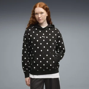 PUMA Damska luźna bluza z kapturem w groszki, Odzież, Czarny