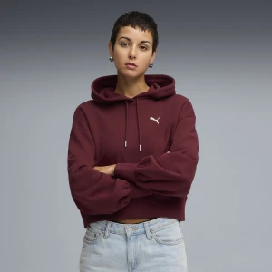 PUMA Damska bluza z kapturem WARDROBE ESS o luźnym skróconym kroju, Odzież, Czerwony,