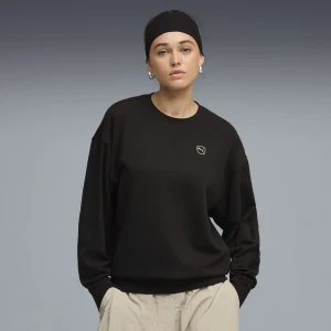 PUMA Damska bluza z okrągłym dekoltem Essentials Elevated, Odzież, Czarny,