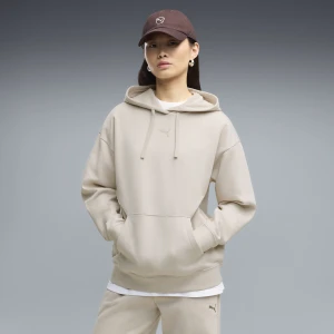 PUMA Damska dzianinowa bluza z kapturem Essentials o luźnym kroju, Odzież, Beżowy