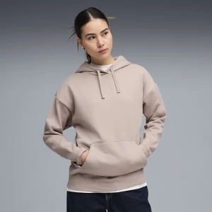 PUMA Damska dzianinowa bluza z kapturem Essentials o luźnym kroju, Odzież, Beżowy,