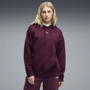 PUMA Damska bluza z kapturem Essentials o luźnym kroju, Odzież, Czerwony