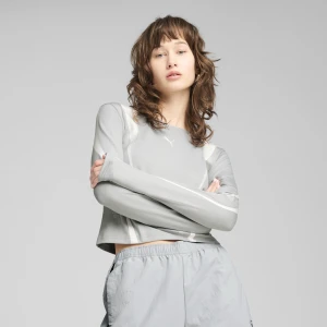 Zdjęcie produktu PUMA Damska koszulka DARE TO z grafiką i długim rękawem, Odzież, Szary