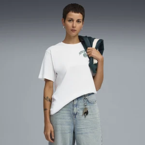 Zdjęcie produktu PUMA Damska koszulka o luźnym kroju Wardrobe Essentials Sports Legacy z grafiką, Odzież, Biały