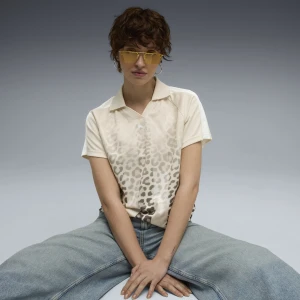 PUMA Damska koszulka piłkarska T7 Leo Luxe o luźnym kroju, Odzież, Biały,