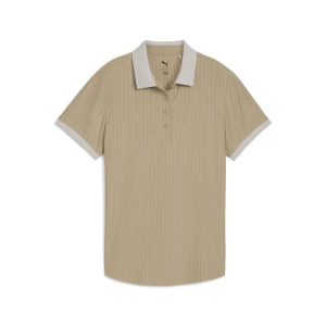 PUMA Damska koszulka polo do golfa MATTR w żakardowe paski, Odzież, Beżowy,