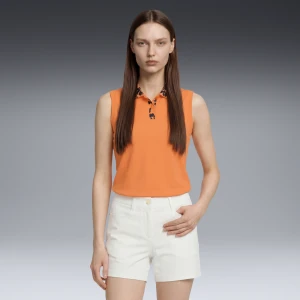 PUMA Damska koszulka polo golfowa Modalon bez rękawów, Odzież, Pomarańczowy,