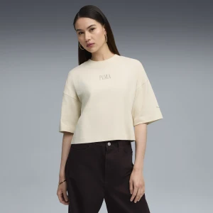 PUMA Damska koszulka Premium Essentials oversize z grafiką, Odzież, Biały,