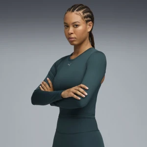 PUMA Damska koszulka treningowa Zielony TERRAINS z długim rękawem, Odzież,