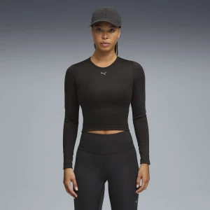PUMA Damska koszulka treningowa Zielony TERRAINS z długim rękawem, Odzież, Czarny,