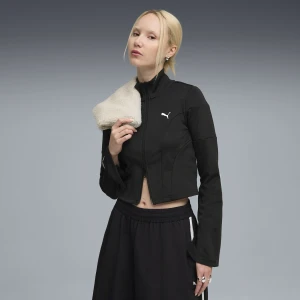 PUMA Damska krótka bluza dresowa DARE TO o wąskim kroju, Odzież, Czarny,