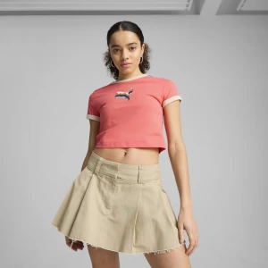 PUMA Damska krótka koszulka EQUAL LOVE CONFEDERATION z grafiką, Odzież, Czerwony,