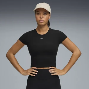 PUMA Damska krótka koszulka treningowa SHAPELUXE, Odzież, Czarny,