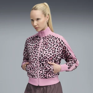 PUMA Damska krótka kurtka dresowa T7 LEO LUXE z nadrukiem na całej powierzchni, Odzież, Różowy,
