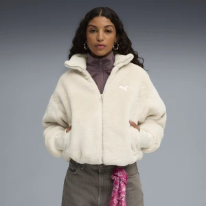 PUMA Damska kurtka Wardrobe Essentials z miękkiej dzianiny, Odzież, Biały,