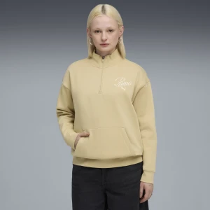 PUMA Damska luźna bluza Essentials ze stójką, zamkiem pod szyją i napisem, Odzież, Czarny,