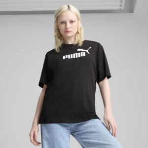 PUMA Damska luźna koszulka Essentials z logo No.1, Odzież, Czarny,