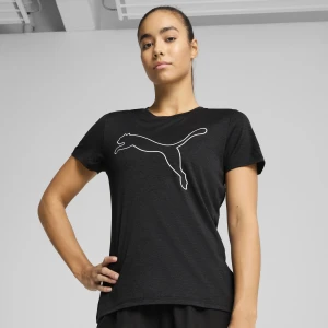 PUMA Damska melanżowa koszulka TAD ESSENTIALS z logo, Odzież, Czarny,