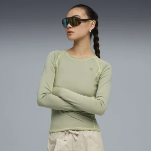 PUMA Damska obcisła koszulka z długim rękawem YONA, Odzież, Zielony,