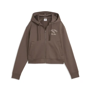 PUMA Damska rozpinana bluza Varsity Standard z kapturem, Odzież, Brązowy