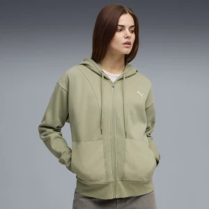 PUMA Damska rozpinana bluza z kapturem HER o luźnym kroju, Odzież, Zielony,